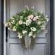 thumbnail image 5 of Corona de flores de primavera | Pequeña corona colgante decorativa con lazo | Hojas de plástico de imitación de vegetación | Decoración navideña de puerta interior y exterior | 45x25x7cm | Prop de, 5 of 5