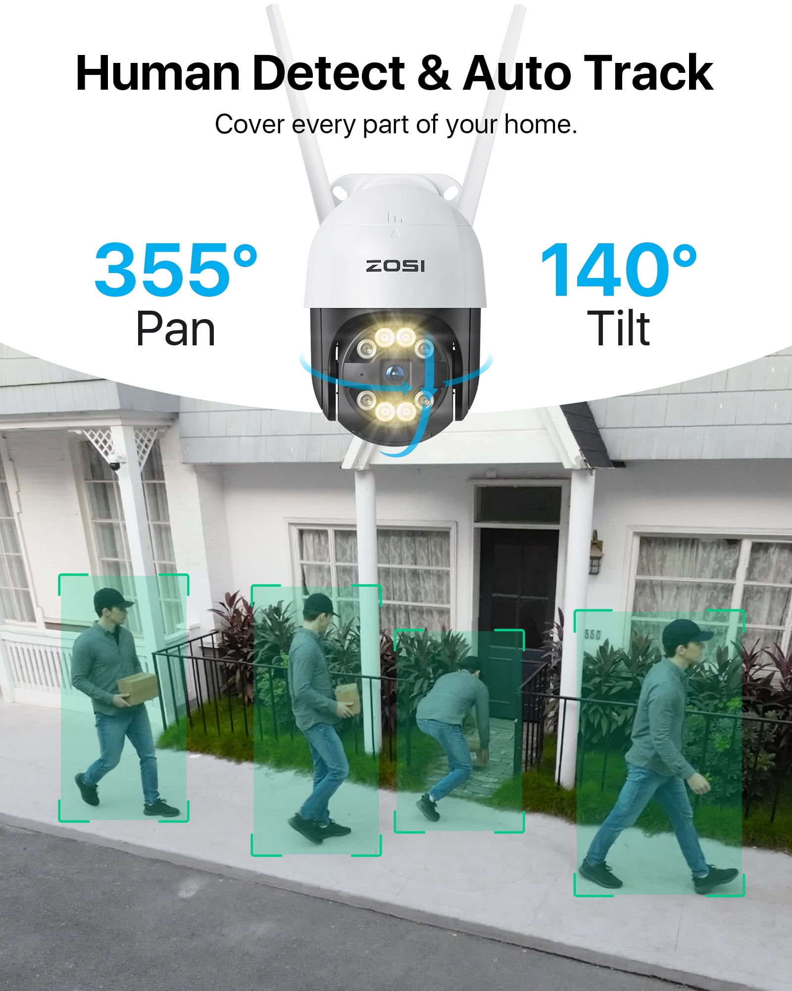 5MP 355 WiFi Security Camera System with 12" LCD Monitor, ZOSI 8CH All in one WiFi Security System with 1TB HDD, 3MP Outdoor WiFi Camera with 2 way Audio, AI Human Detection, 100ft Night Vision