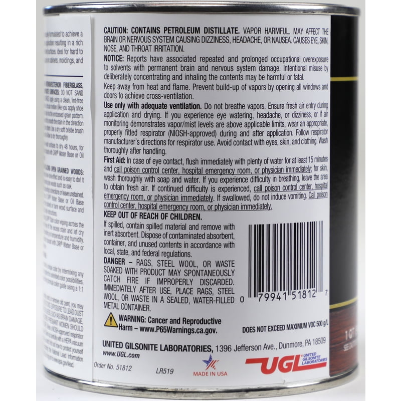 qt UGL 51812 Exotic Redwood Zar Interior Oil-Based Wood Stain