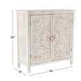 thumbnail image 4 of DecMode 39" x 39" Beige Wood Intricately Carved 1 Shelf and 2 Door Floral Cabinet, 1-Piece, 4 of 18