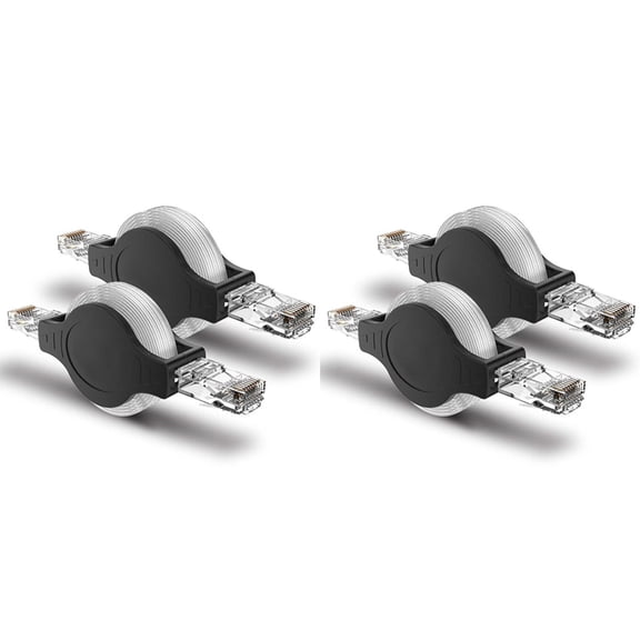 4PCS Portable RJ45 Cat 5 5E Retractable Ethernet LAN Network Patch Cable 10/100 Mbps 1.5M/5FT