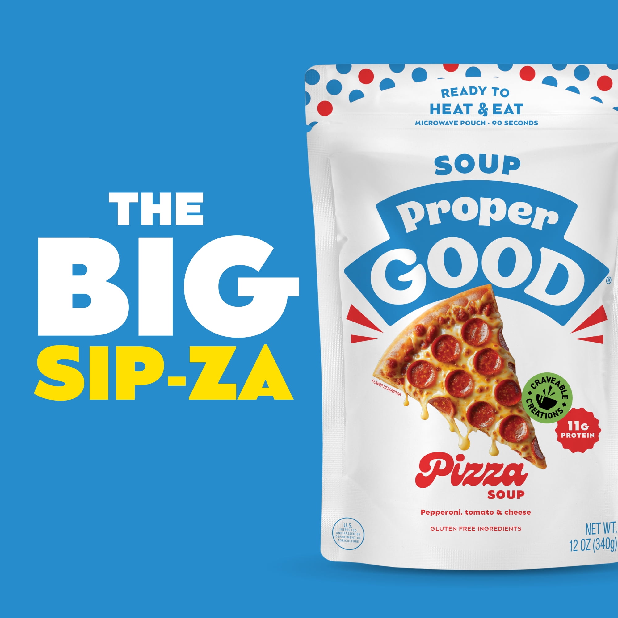 Proper Good Pepperoni Pizza Soup, Ready in 90 Seconds, Shelf Stable Meal, 12 oz