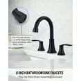 thumbnail image 4 of WOWOW 8 in. Widespread Double Handle Bathroom Faucet with Drain Kit Included in Matte Black, 4 of 7