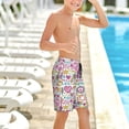 thumbnail image 6 of Rocae Peace Love and Dove Flower Power for Teen Beach Trunks Boys Swim Trunks with Compression Liner Quick Dry Board Shorts, 6 of 9