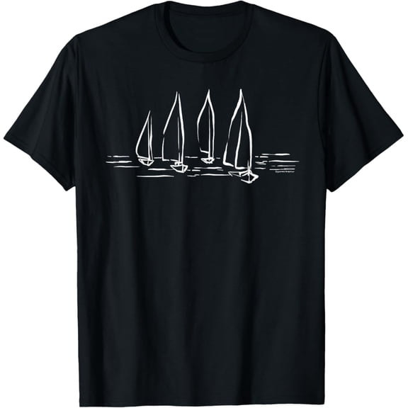 Simple Fit New Sailboats On Open Water Nautical Sailing Boating Outdoor T-Shirt All Size S-5XL