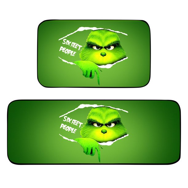 Felpudo de Navidad para exteriores de 2 piezas de Grinch, antideslizante y lavable con parte trasera de goma, felpudo de invierno con diseño de copos de nieve, decoración de Pesadilla antes de Navidad