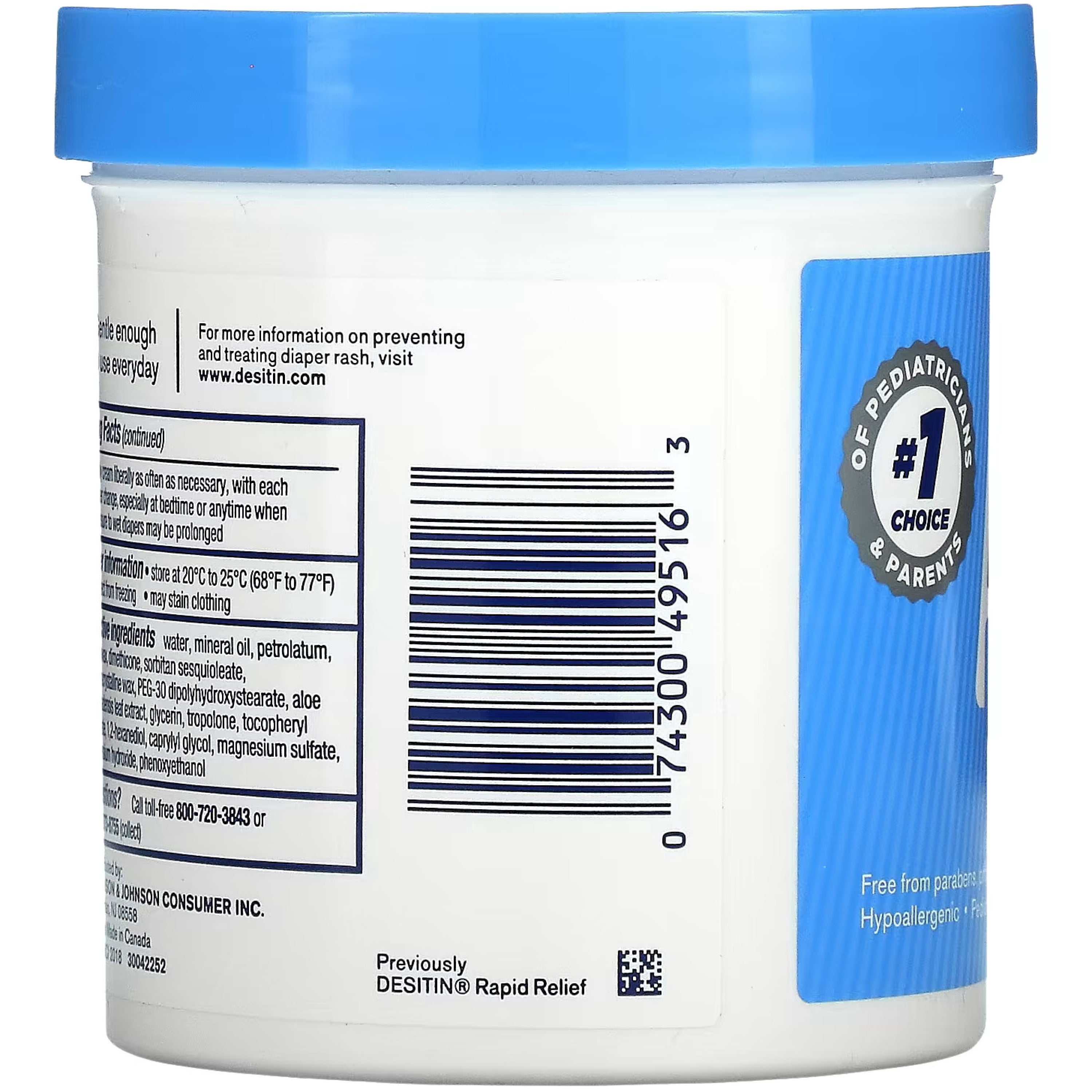 "Daily Defense Baby Diaper Rash Cream with Zinc Oxide to Treat, Relieve & Prevent diaper rash, Hypoallergenic, Dye-, Phthalate- & Paraben-Free, 16 oz"