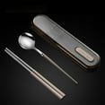 thumbnail image 2 of POINTERTECK Travel Utensils Set Stainless Steel Spoon/Chopsticks/Fork with Holder Case Housewarming Gift, 2 of 4