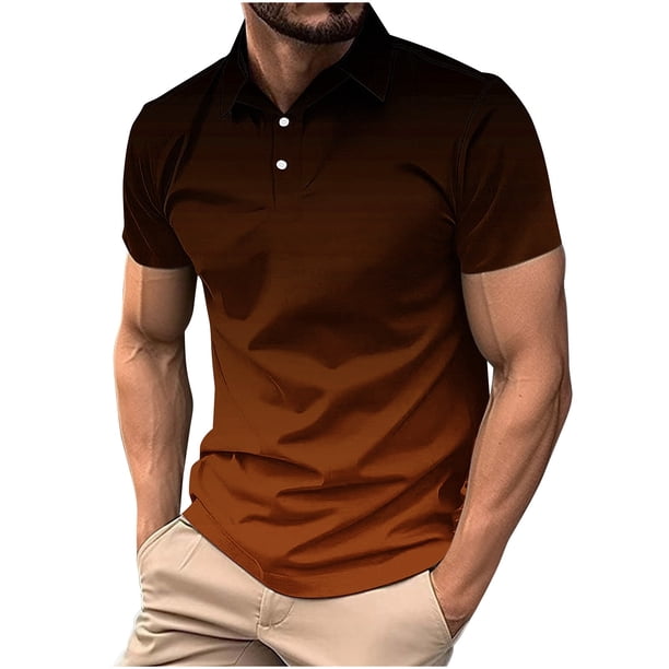 Camisas de Manga Larga para Hombres Manga Corta Sólida Girar Hacia Abajo Botones de Cuello Camiseta Blusa Imitación Rack, Top de Moda Casual