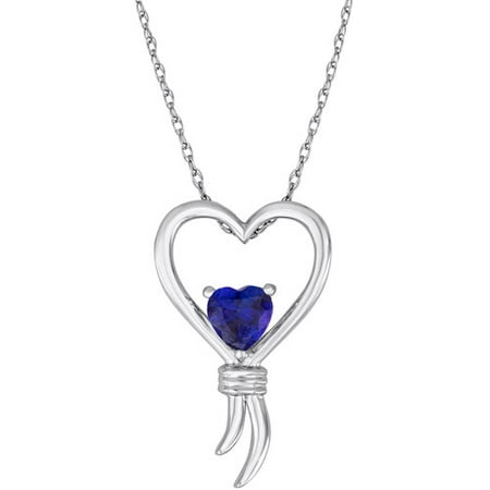 Knots of Love Sterling Silver Lab-Created Sapphire Heart Pendant, 18