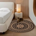 thumbnail image 3 of Round Area Rug 4ft, Abstract Brown Flowers Non-Shedding Washable Area Rug, Retro Mantoro Floral Art Non Slip Low-Profile Circle Rugs for Living Room, Bedroom Dining Room, 3 of 9