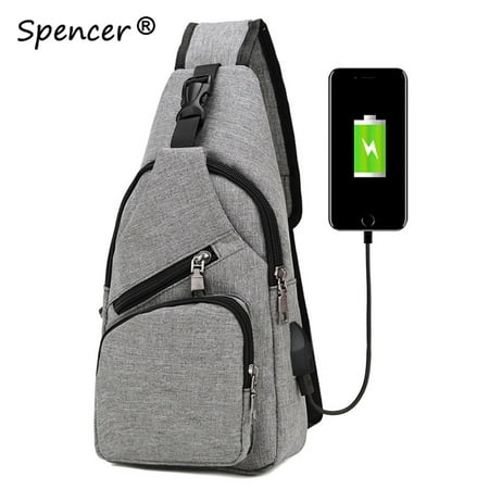 - Spencer Men Crossbody Chest Backpack Messenger Shoulder Sling Bag Daypack for Travel-6.3*2.7*12.6 inch