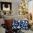thumbnail image 4 of 2pcs Leaf Navy Blue Decorative Throw Pillow Covers Polyester 100% Zip Closure for Home and Office Decor, 4 of 8