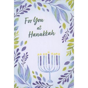 Menorah with Glitter Flames Hanukkah Greeting Cards, Set of 8