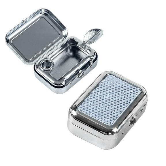 Outdoor Mini Portable Metal Ashtray With Lockable Lid Desktop Pocket Ashtray-White