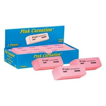Dixon Pink Carnation Erasers, Medium, 2-5/16 x 13/16 x 7/17, Pack of 12