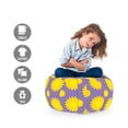 thumbnail image 2 of Sky Storage Toy Bag Chair, Cartoon Animated Numerous Continuous Little and Big Sun Motifs on Plain Backdrop, Stuffed Animal Organizer Washable Bag, Small Size, Purple and Yellow, by Ambesonne, 2 of 3