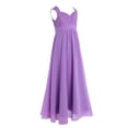 thumbnail image 2 of inhzoy Junior Kids Chiffon Lace Bridesmaid Flower Girl Dress Lavender 10, 2 of 8