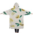 thumbnail image 2 of Oversized Wearable Blanket Hoodie,Yellow Lemon Fruit Slices Beige Pattern Sherpa Blanket Hoodie with Super Pockets,Super Warm Fuzzy Pullover for Women & Men, 2 of 6