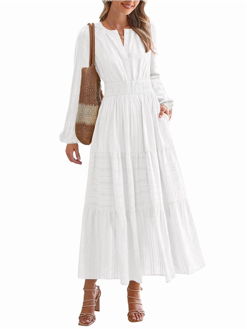 white long sleeve maxi dress with pockets FioraMosaic Women's Cotton Linen Long Maxi Dress, White Loose Fit, Long  Sleeve with Pockets, Beach Vacation Style (US, Alpha, Medium, Regular,  Regular, White) at Amazon Women's Clothing store