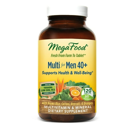 MegaFood - Multi for Men 40+, Multivitamin Support for Energy Production, Heart Health, and Memory, Mood, and Bones with Vitamin D3 and Methylated Folate, Vegetarian, Gluten-Free, Non-GMO, 120 (Best Antidepressant For Energy And Mood)