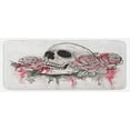 thumbnail image 1 of Day of the Dead Kitchen Mat, Print Skull Shape Romantic Roses Celebration Day Print, Plush Decorative Kitchen Mat with Non Slip Backing, 47" X 19", White Pale Pink Black, by Ambesonne, 1 of 1