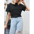 thumbnail image 5 of Arvbitana Women's Short Sleeve Knit T-shirts Solid Color Crew Neck Loose Sweater Shirts Teen Girls Casual Pullover Tops Streetwear, 5 of 6