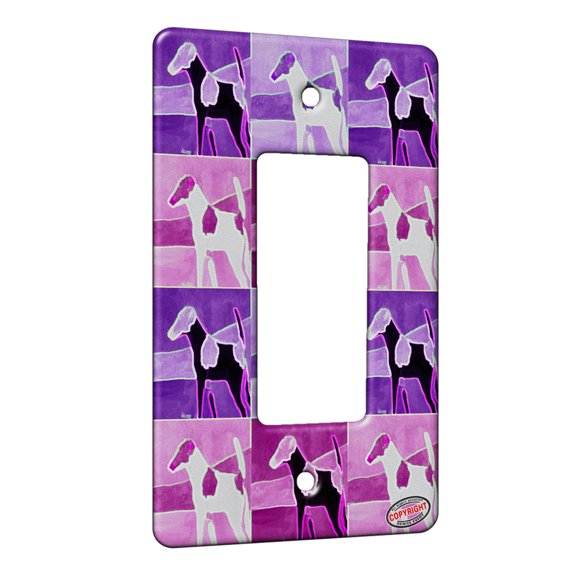 KuzmarK™ 1 Gang Rocker Wall Plate - Brown Smooth Fox Terrier Dog Electric Art by Denise Every