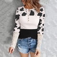 thumbnail image 2 of Tops Para Mujer Blusa Casual Elegante Camisas de Manga Larga Otoño Damas Moda Cuello Redondo Impreso Camiseta de Encaje Top Odeerbi  ODB169184, 2 of 5