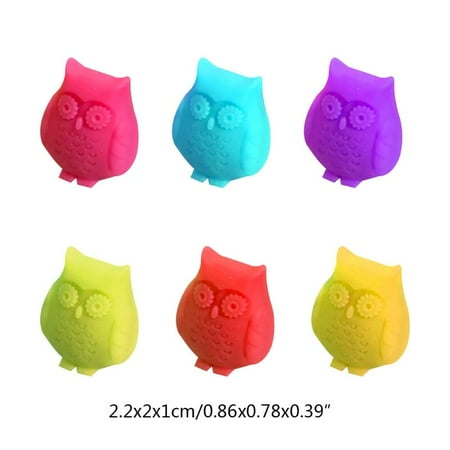 

066E Red Wine Glass Markers Set of 6 Cute Owl Silicone Drink Glass Charms Tags Identification Cup La