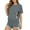 Gray, variant on Womens Cutout T-Shirts Round Neck Short Sleeve Split Hem Oversized Breathable Casual Everyday Tops Black XXL