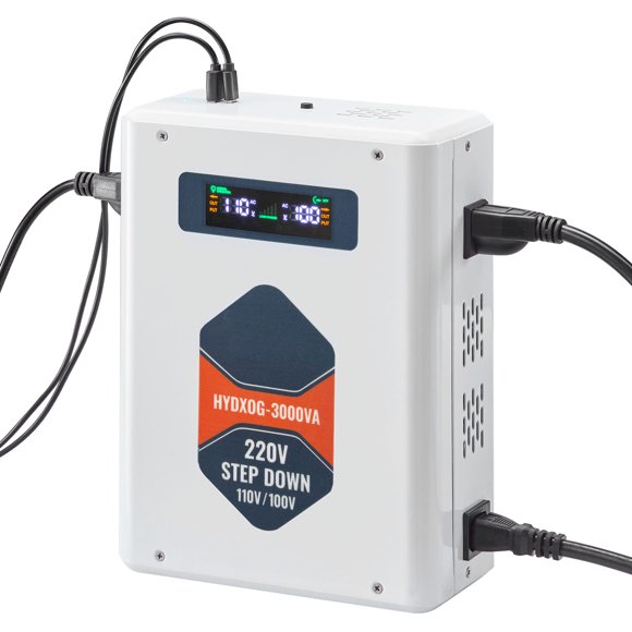 KFFKFF Step Down Voltage Converter, 3000VA, Heavy Duty Voltage Power Converter, 220V to 110V Power Transformer, with 2 US Outlets, USB Output, LCD Display, Temperature Protection
