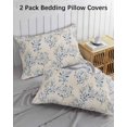 thumbnail image 3 of Rustic Blue Leaves Pillow Covers Standard Size 2 Pack, Farmhouse Botanical Beige Soft Bed Throw Pillowcases Breathable Cooling Long Lumbar Body Pillow Sham Cover for Bed Sofa 20''x26'', 3 of 7