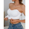 thumbnail image 3 of Seamless Wave-Edge Women'S Bralette - Front Closure, Wireless, Full Coverage, Solid White, Soft Nylon & Elastane Blend, Comforta, 3 of 6