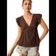 thumbnail image 1 of Blusa de Tirantes con Cuello en V, Mangas con Volantes y Ojales Acampanados para Mujer Color Café L, 1 of 7