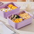 thumbnail image 2 of Ikeay Leakproof Lunch Box with Compartments, Portable Bento Container with Chopsticks Fork Spoon, Large Capacity Salad Meal Prep for Work Picnic Purple, 2 of 7