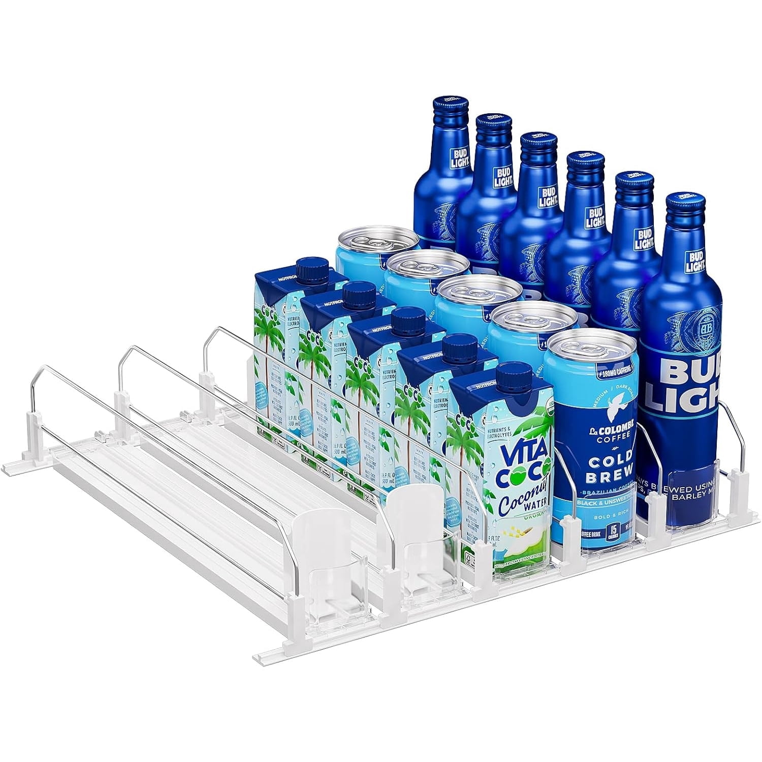 YUSS Drink Organizer for Fridge Soda Can Dispenser for Refrigerator, Automatic Drink Dispenser for Fridge Holds up to 25 Cans,Self Pushing, 5 Pack,White