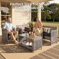 thumbnail image 5 of XIZZI 4-Piece Rattan Outdoor Conversation Set Loveseat Sofa with Cushions,Black, 5 of 8