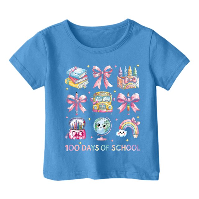 TZEWGL Chemise Mignonne pour Enfant Mode Imprimé Col Rond Manches Courtes Vêtements pour Filles Garçons Taille 10-11T