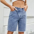 thumbnail image 4 of nerohusy Rip Denim Shorts Women Casual Summer Denim Shorts Mid Waisted Stretchy Ripped Jean Shorts with Pockets 2025 Blue,M, 4 of 8
