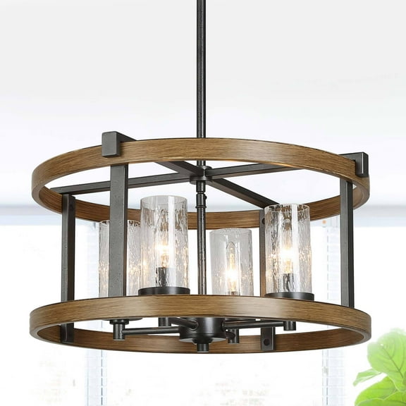 LNC 4-Light Farmhouse Chandelier with Seeded Glass LED Kitchen Island Light