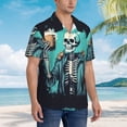 thumbnail image 3 of Balery Vintage Skull Beer Camisas hawaianas de manga corta para hombre, camisas playeras de corte holgado, camisas de vacaciones con botones,Large, 3 of 7
