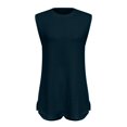 thumbnail image 5 of Women's 2 Piece Set, Sleeveless Round Neck Textured Top with Side Slit and Matching Shorts, Casual Summer Outfit, Beach Cover Up and Loungewear Set​-Navy, 5 of 7