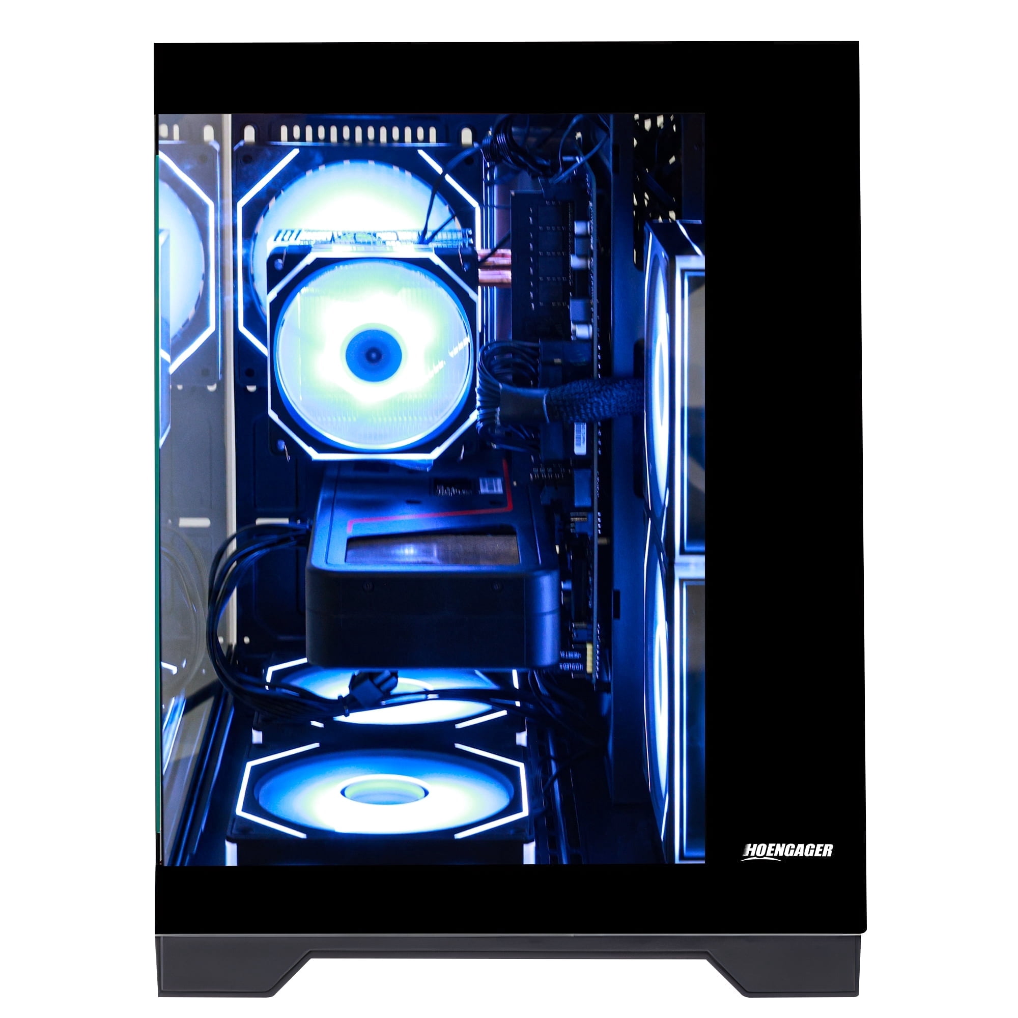 Hoengager Gaming Desktop Intel Core i5 14400F, GeForce RTX 5050 8GB, 32GB DDR4, 1TB PCIe and 1TB SATA SSD, RGB Fans, Windows 11 Prebuilt PC-Black