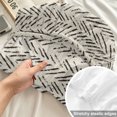 thumbnail image 4 of Cal.King Size Fitted Sheet Set - Beige Black Striped 3 Piece Bedding Sets 16" Deep Pocket Fitted Sheet with 2 Pillowcases, Abstract Modern Art Irregular Stripe Brushed Microfiber Hotel Bed Sheets, 4 of 9