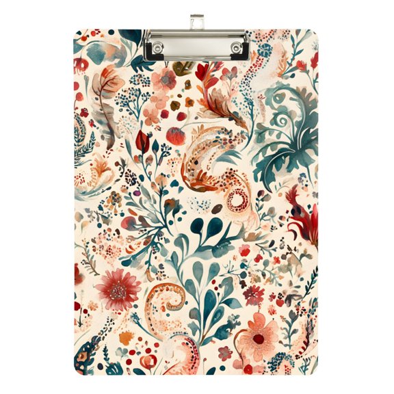 FORMRS Acrylic Clipboard with Low Profile Clip Standard A4 Letter Size, 12.5" x 9", Watercolor Leaves