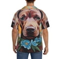 thumbnail image 3 of Gukieu Painted Flower Puppy Print Men's Short-sleeved Shirts, Button-down Pocket Shirts, T-shirts, Beach Vacation Travel Summer Clothing-X-Large, 3 of 5