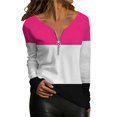 thumbnail image 1 of Gibobby Playera&nbsp;Moda Camiseta de manga larga con cremallera para mujer fina de primavera y verano（Multicolor, M), 1 of 3