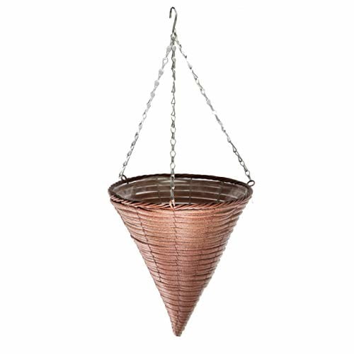 Gardener Select GSARA3628 Woven Plastic Rattan Hanging Basket, Rusty