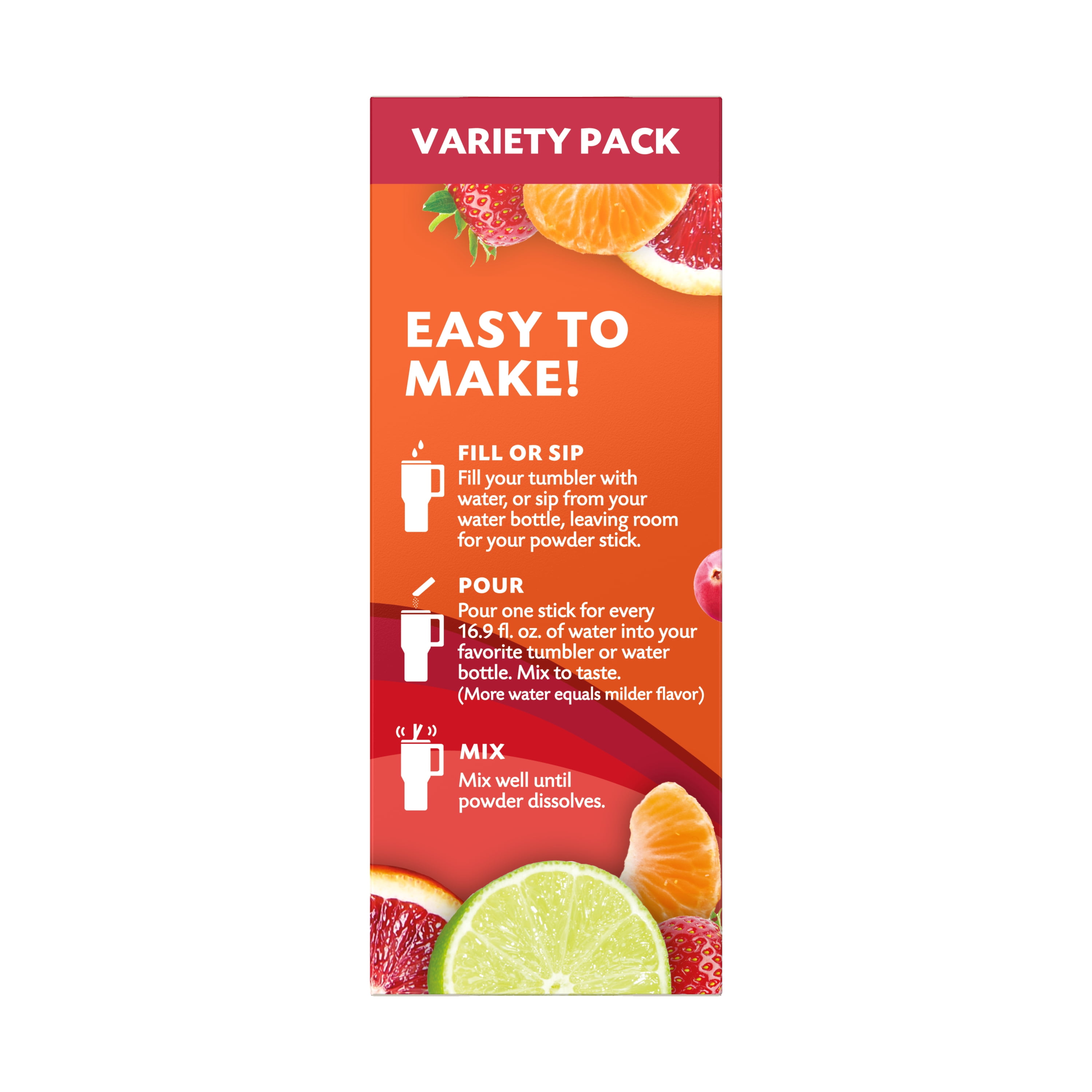 Sunkist Soda Flavors, Singles to Go Powdered Drink Mix Variety Pack, 30 Count Packets